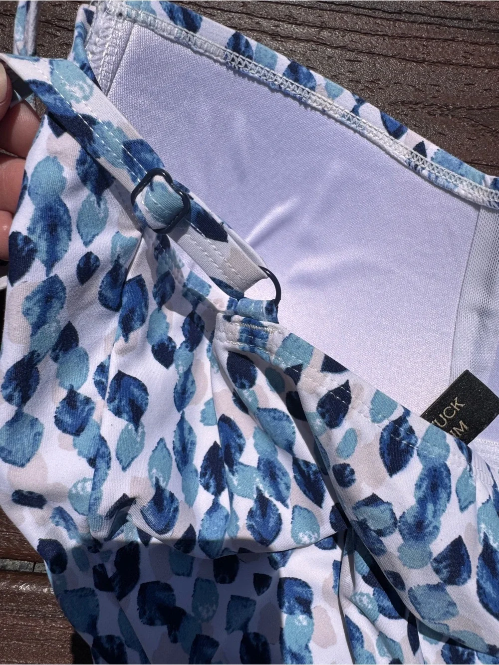 Blue White Nip Tuck Leaf-Print Two-Piece Swim Set